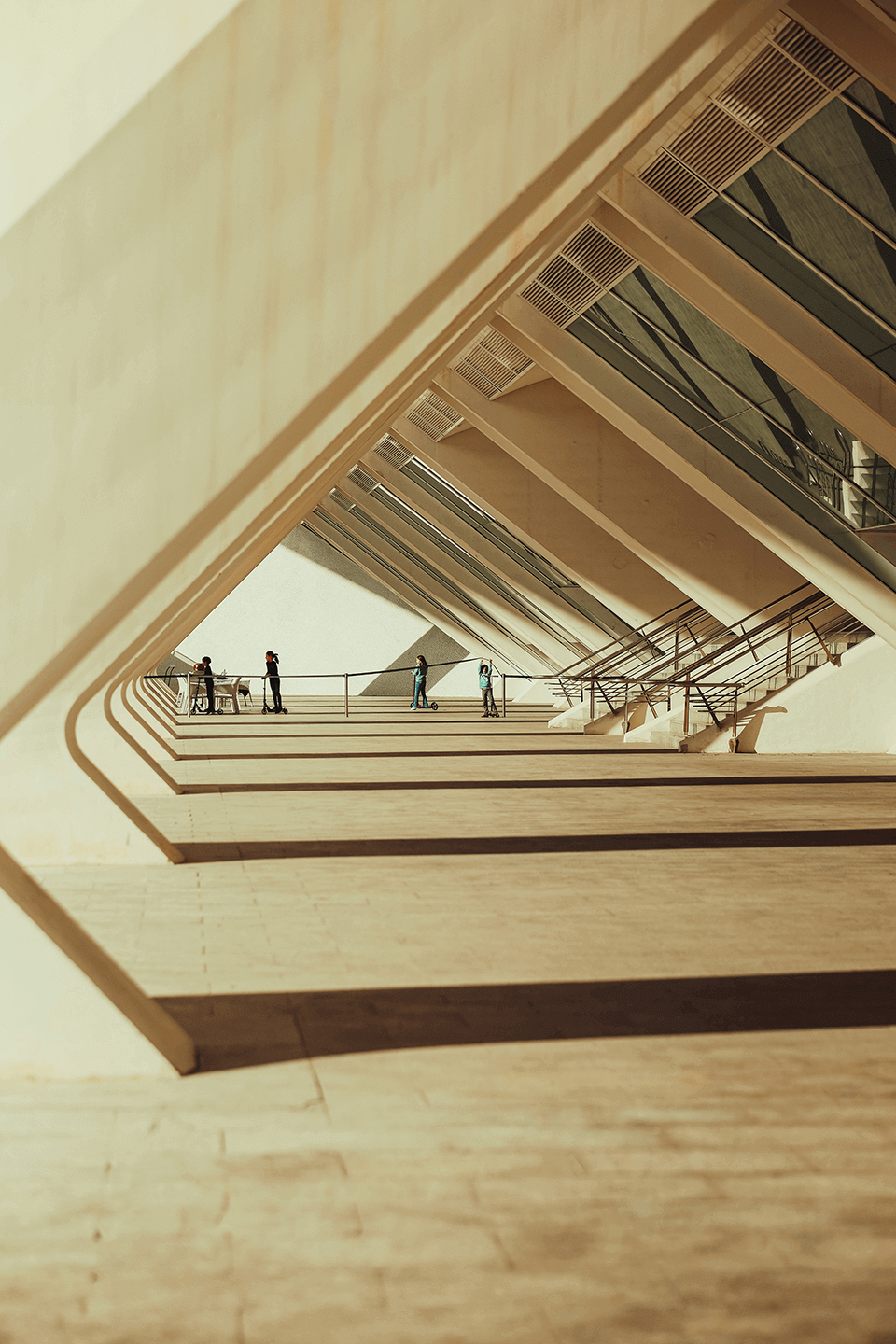 Beige architectural building with people in the background, from collection - architecture.